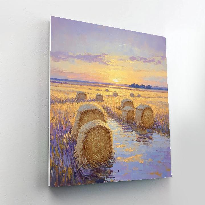 Claude Monet Inspired Haystacks At Evening Glow Number painting