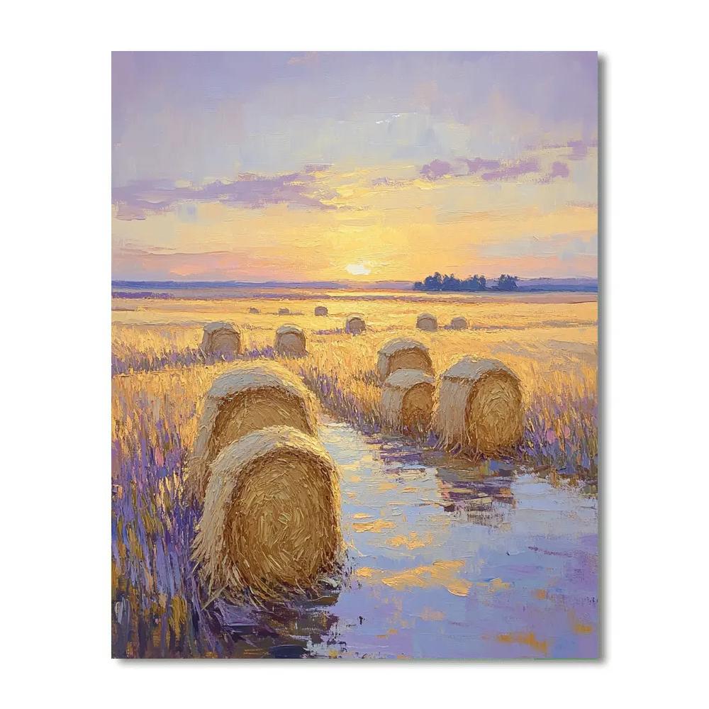 Claude Monet Inspired Haystacks At Evening Glow Number painting