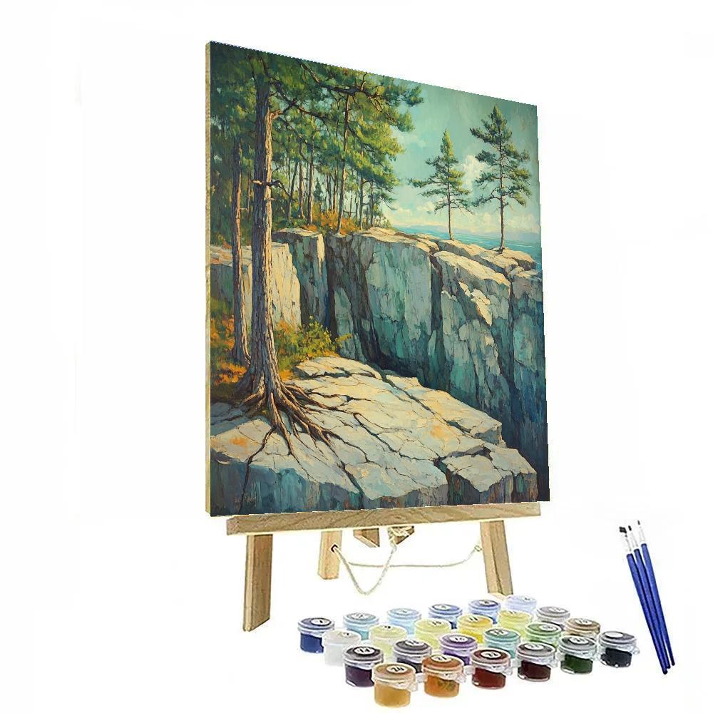 Arthur Lismer Inspired Windbattered Pines On Rock paint by number