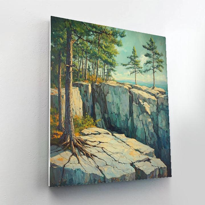 Arthur Lismer Inspired Windbattered Pines On Rock paint by number
