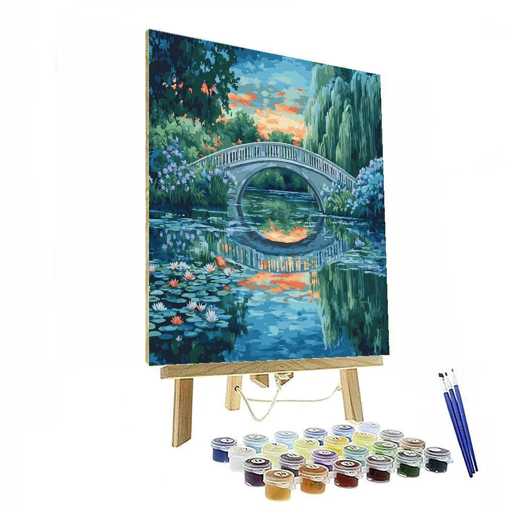 Claude Monet Inspired Giverny Bridge Reflection At Twilight paint by numbers