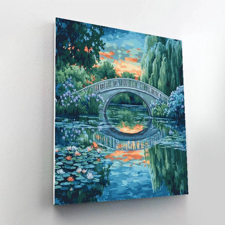 Claude Monet Inspired Giverny Bridge Reflection At Twilight paint by numbers