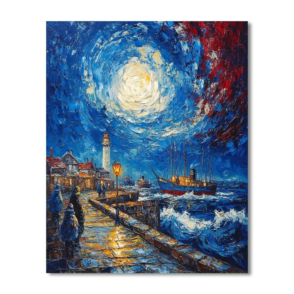Munch Inspired Stormy Harbor Paint by numbers kits