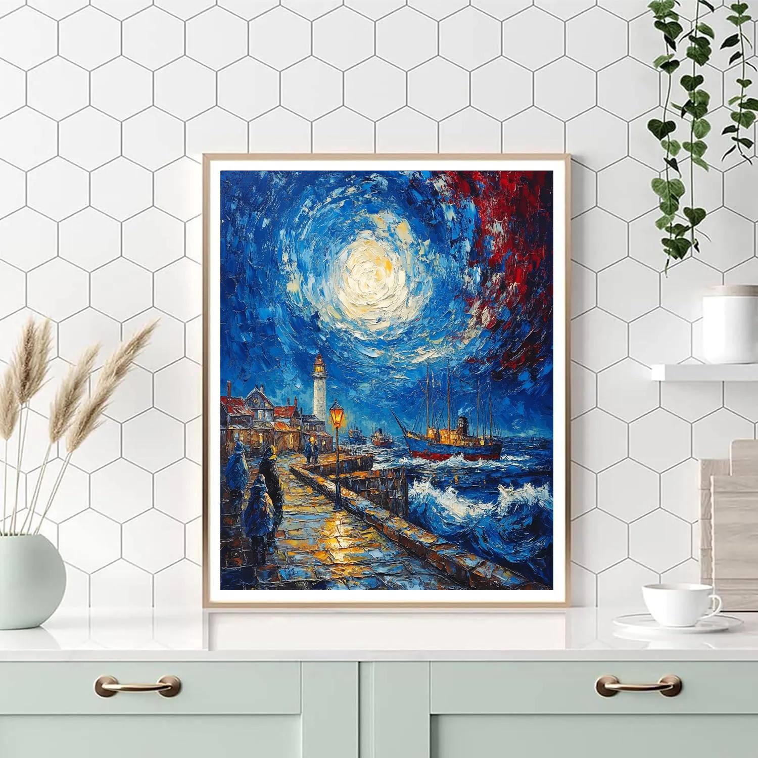 Munch Inspired Stormy Harbor Paint by numbers kits