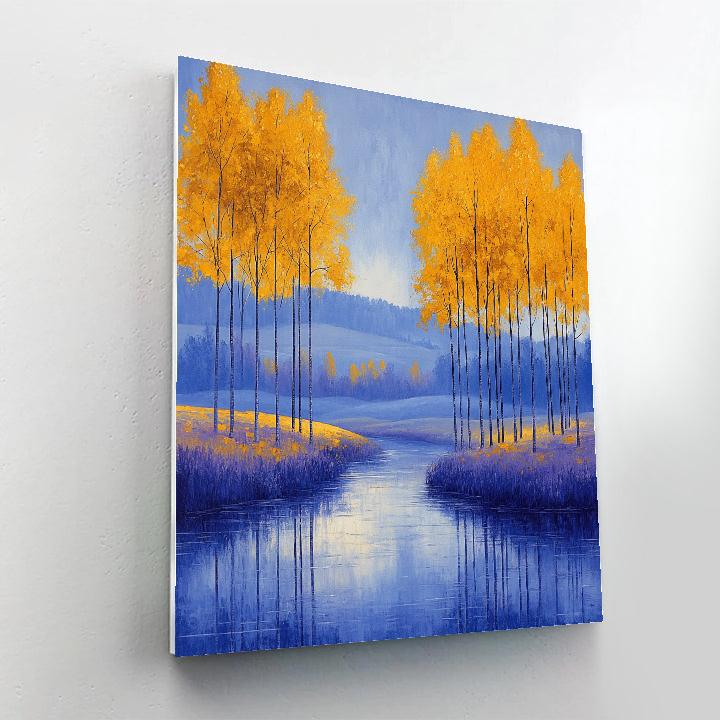 Claude Monet Inspired River Poplar Study At Autumn Mist paint by numbers