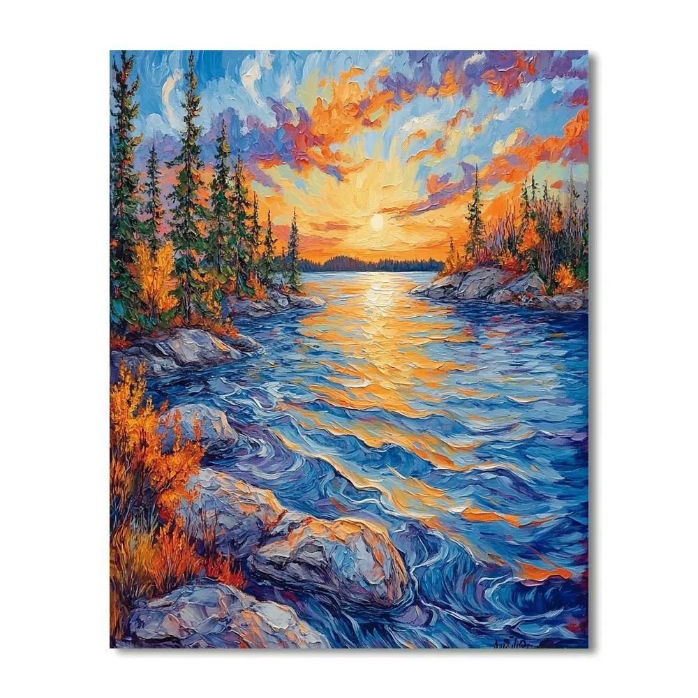 A.Y. Jackson Inspired Northern Lake Reflections Paint by numbers kits