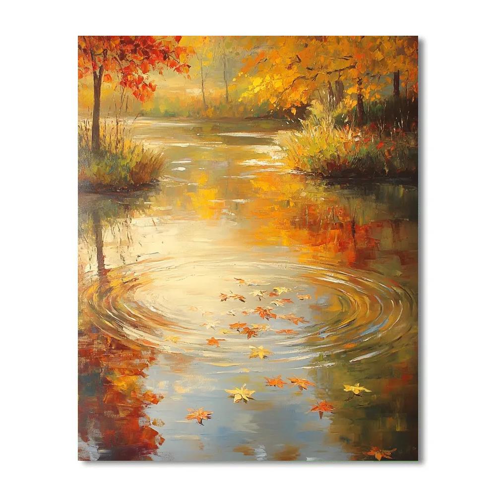 Claude Monet Inspired Autumnal Watergarden Reflections paint by number