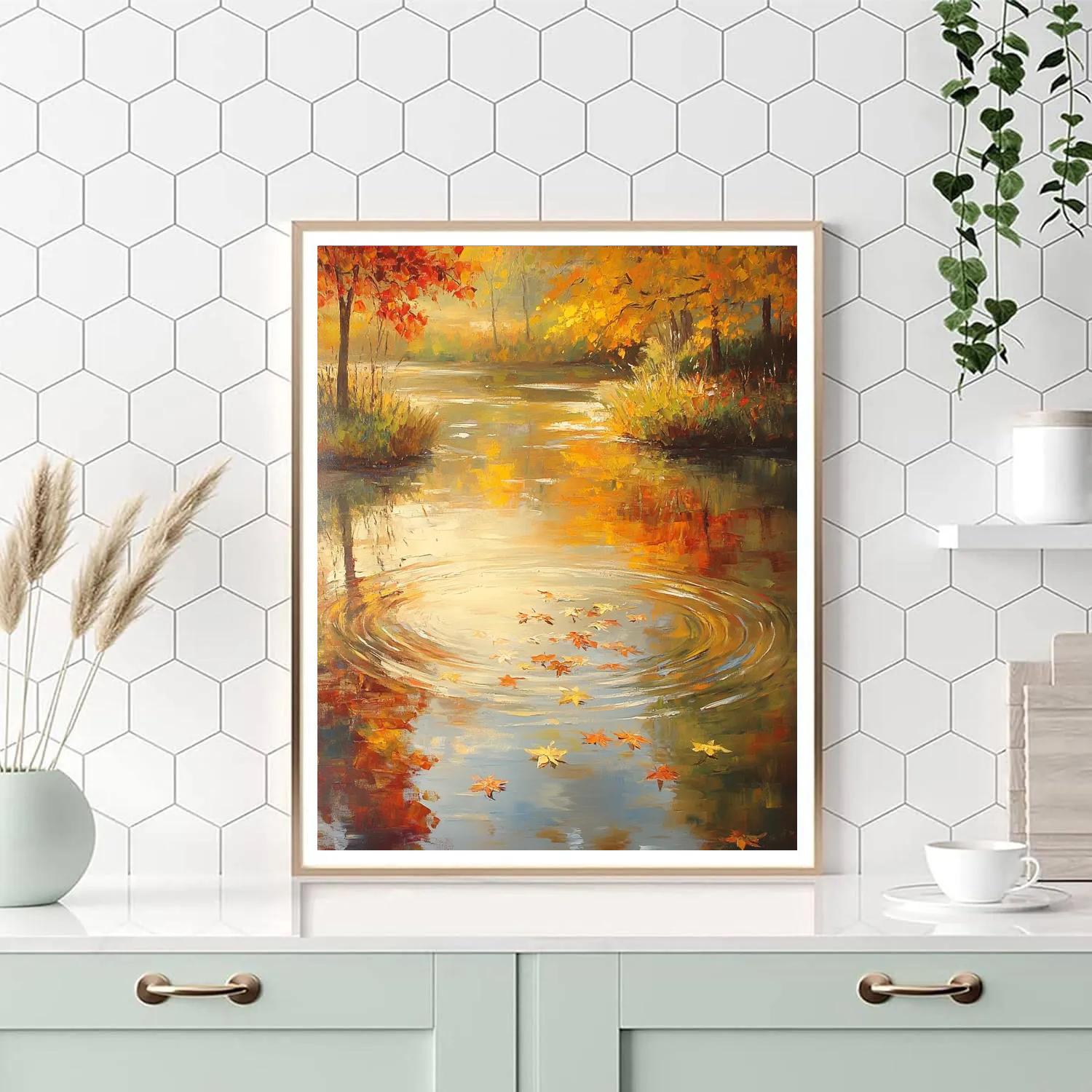 Claude Monet Inspired Autumnal Watergarden Reflections paint by number