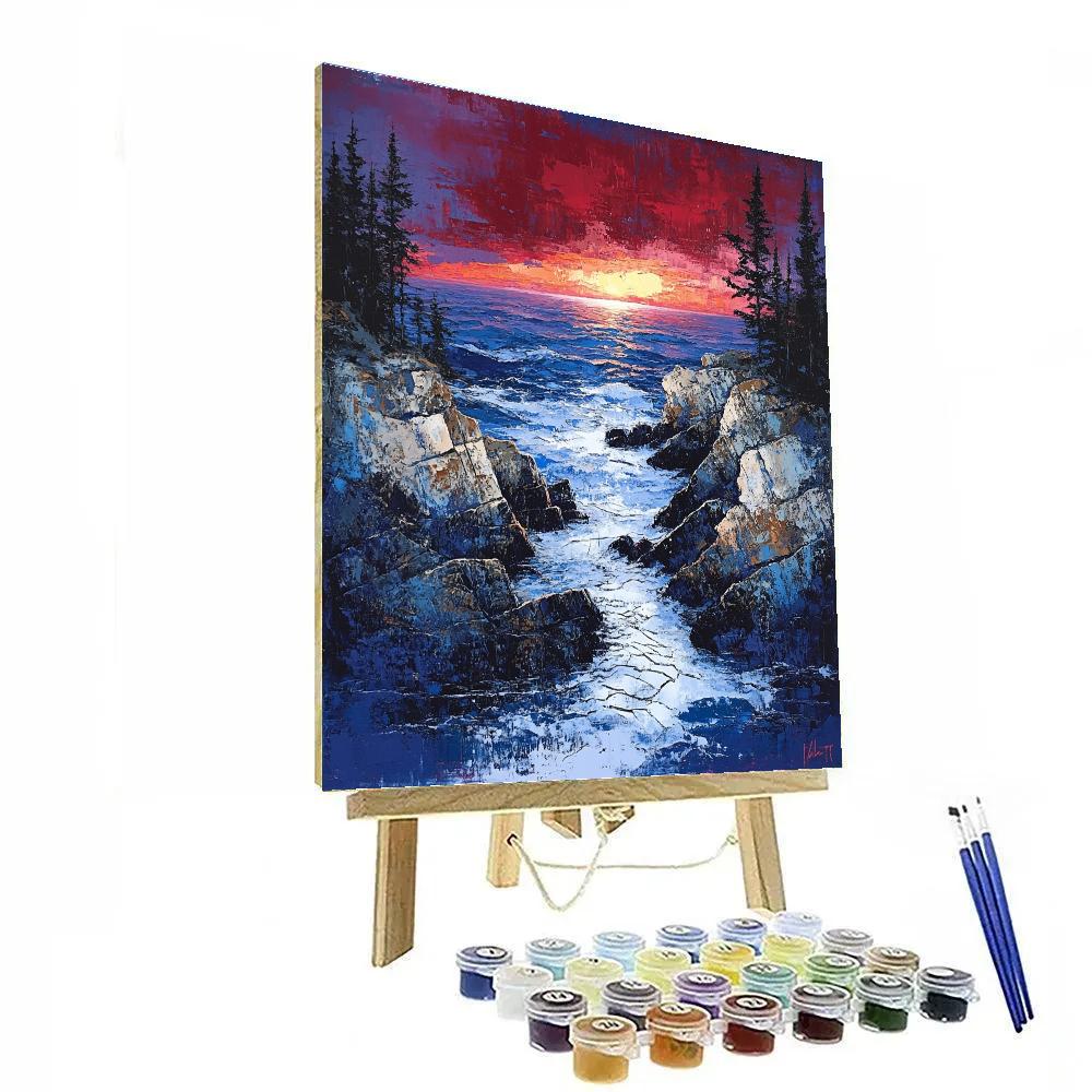 Arthur Lismer Inspired Rockbound Isle At Dusk paint by numbers