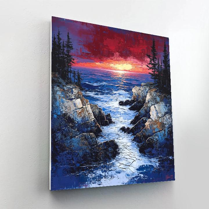 Arthur Lismer Inspired Rockbound Isle At Dusk paint by numbers