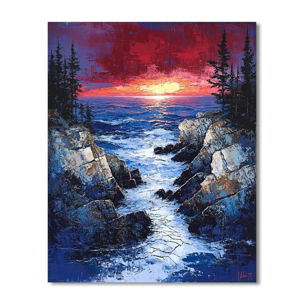 Arthur Lismer Inspired Rockbound Isle At Dusk paint by numbers