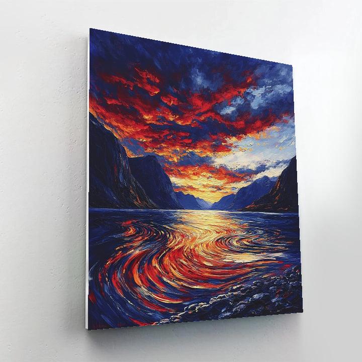 Edvard Munch Inspired Swirling Fjord Sunset Numbered painting kits