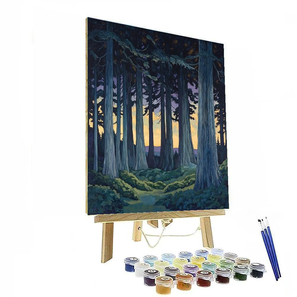 Emily Carr Inspired Cathedral Cedars At Dusk Numbered painting kits