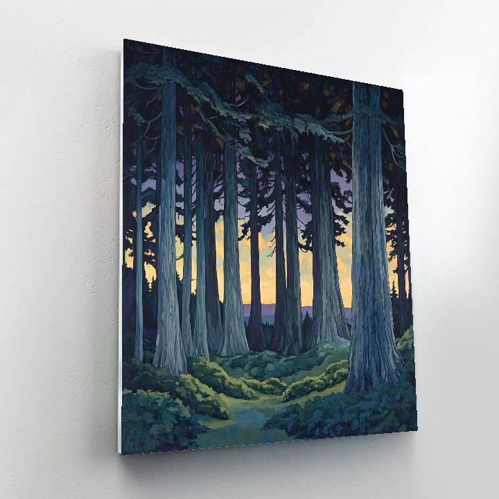 Emily Carr Inspired Cathedral Cedars At Dusk Numbered painting kits