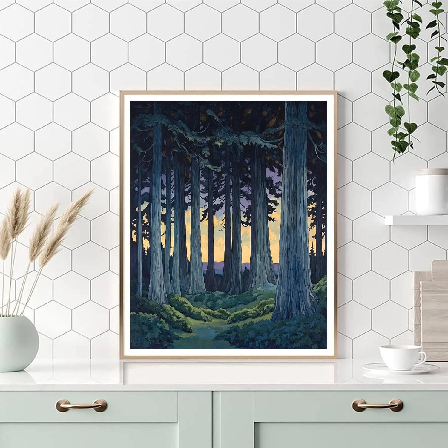 Emily Carr Inspired Cathedral Cedars At Dusk Numbered painting kits