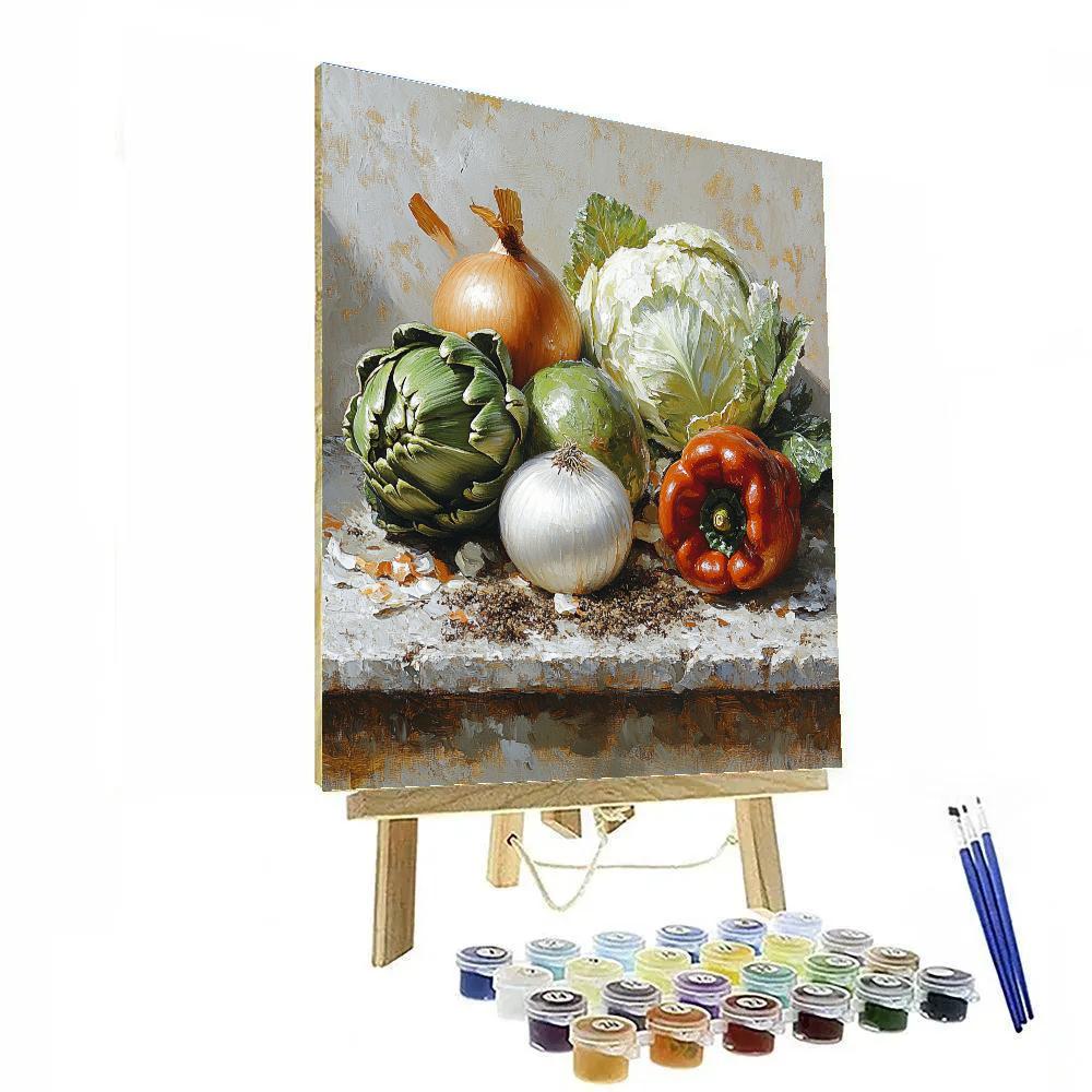 Diego Velázquez Inspired Market Vegetables On Stone DIY paint by numbers