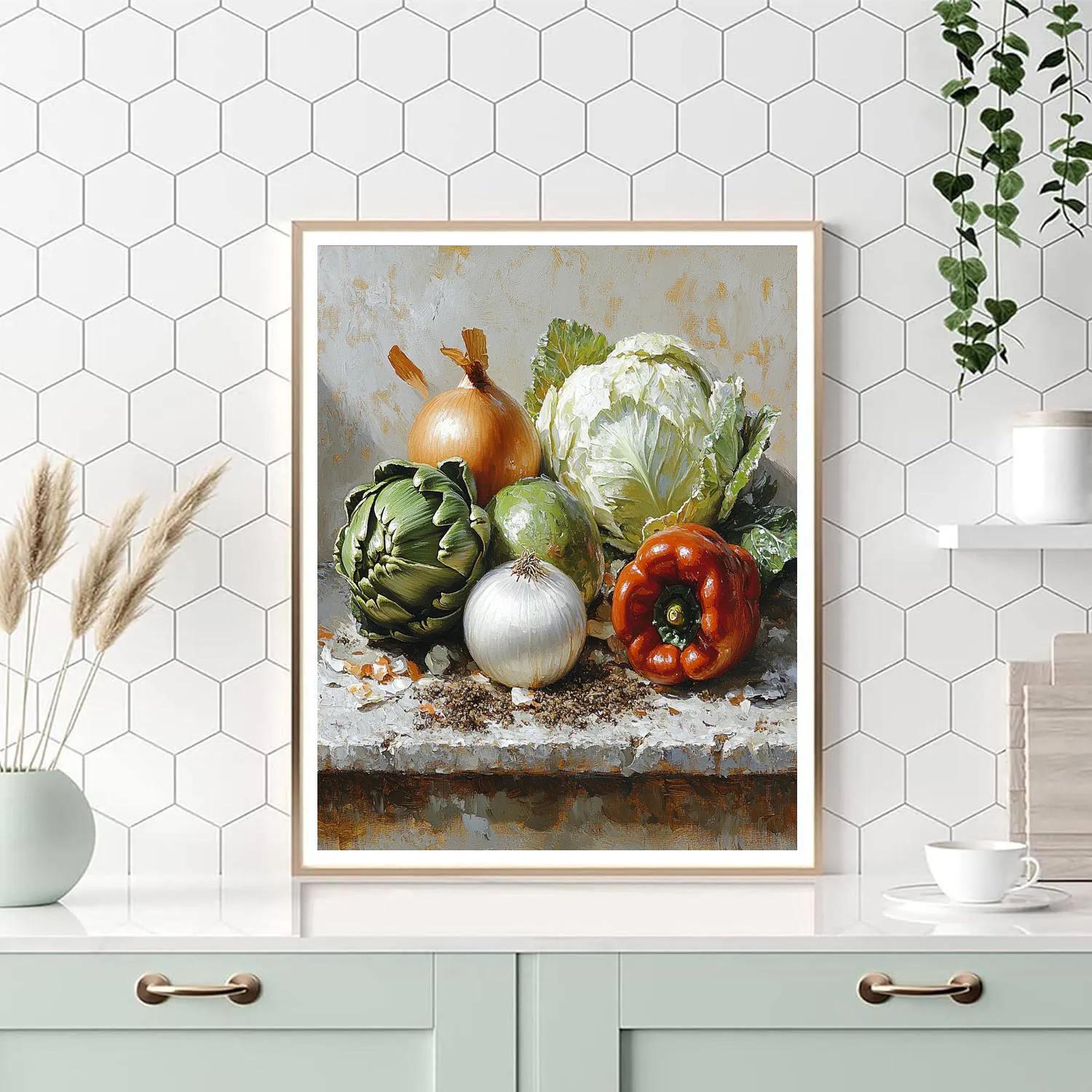 Diego Velázquez Inspired Market Vegetables On Stone DIY paint by numbers