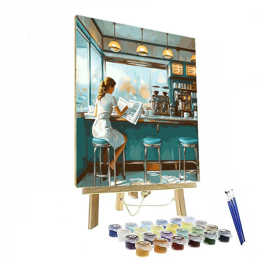 Hopper Inspired Early Morning Diner Numbered painting kits