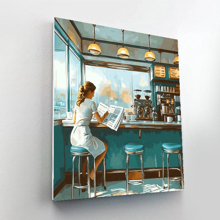 Hopper Inspired Early Morning Diner Numbered painting kits