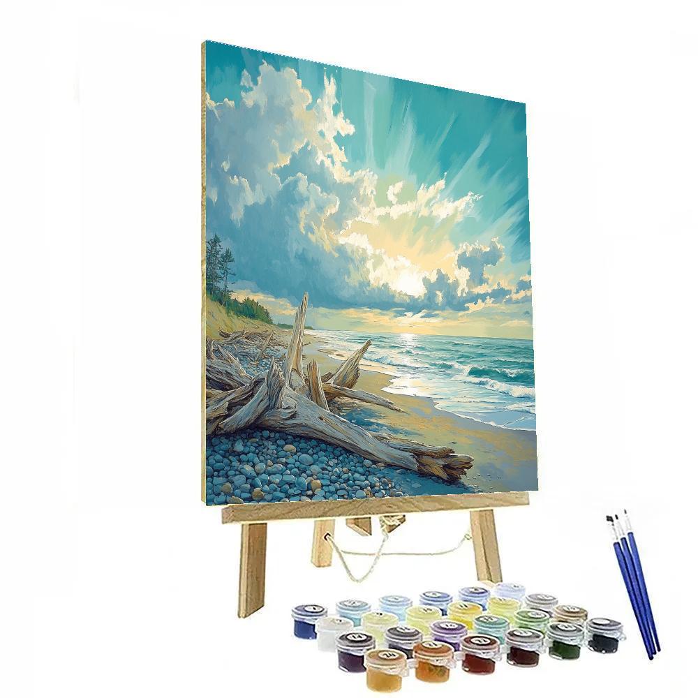 Emily Carr Inspired Mystical Driftwood Shoreline Number painting