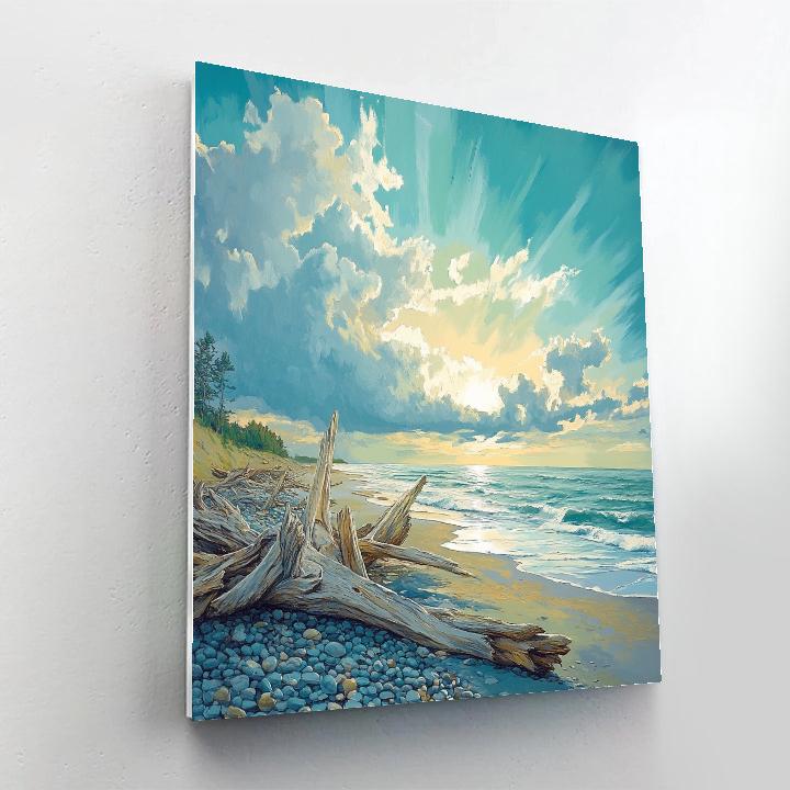 Emily Carr Inspired Mystical Driftwood Shoreline Number painting