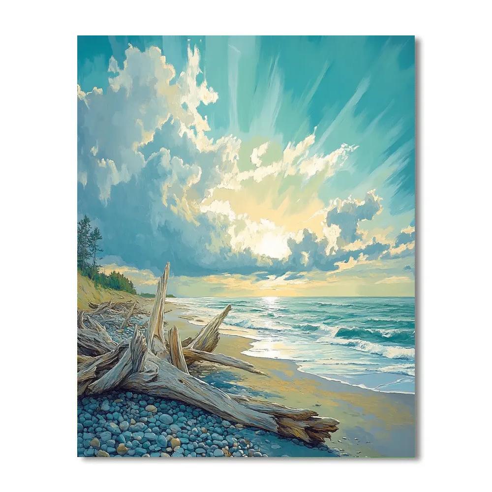 Emily Carr Inspired Mystical Driftwood Shoreline Number painting