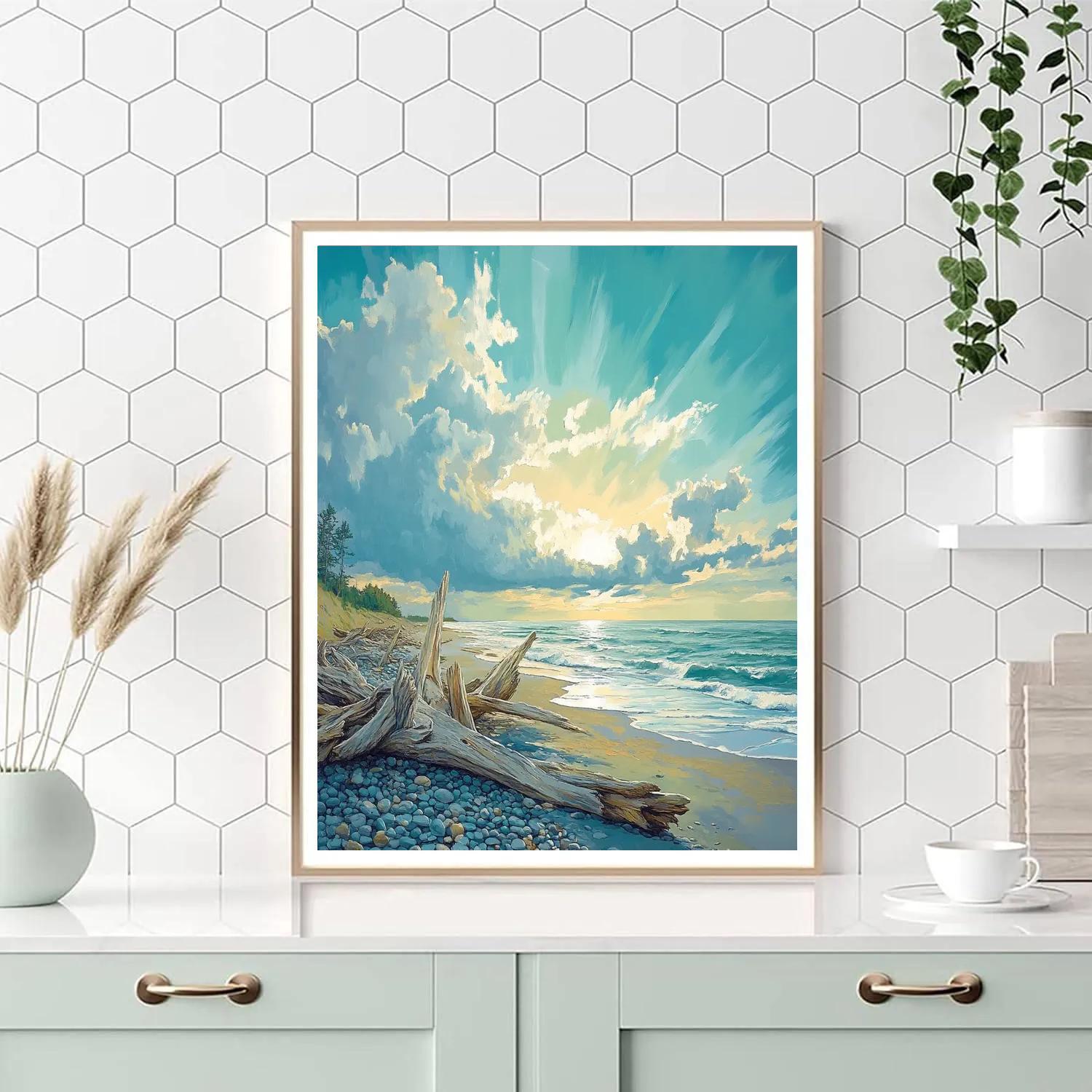 Emily Carr Inspired Mystical Driftwood Shoreline Number painting