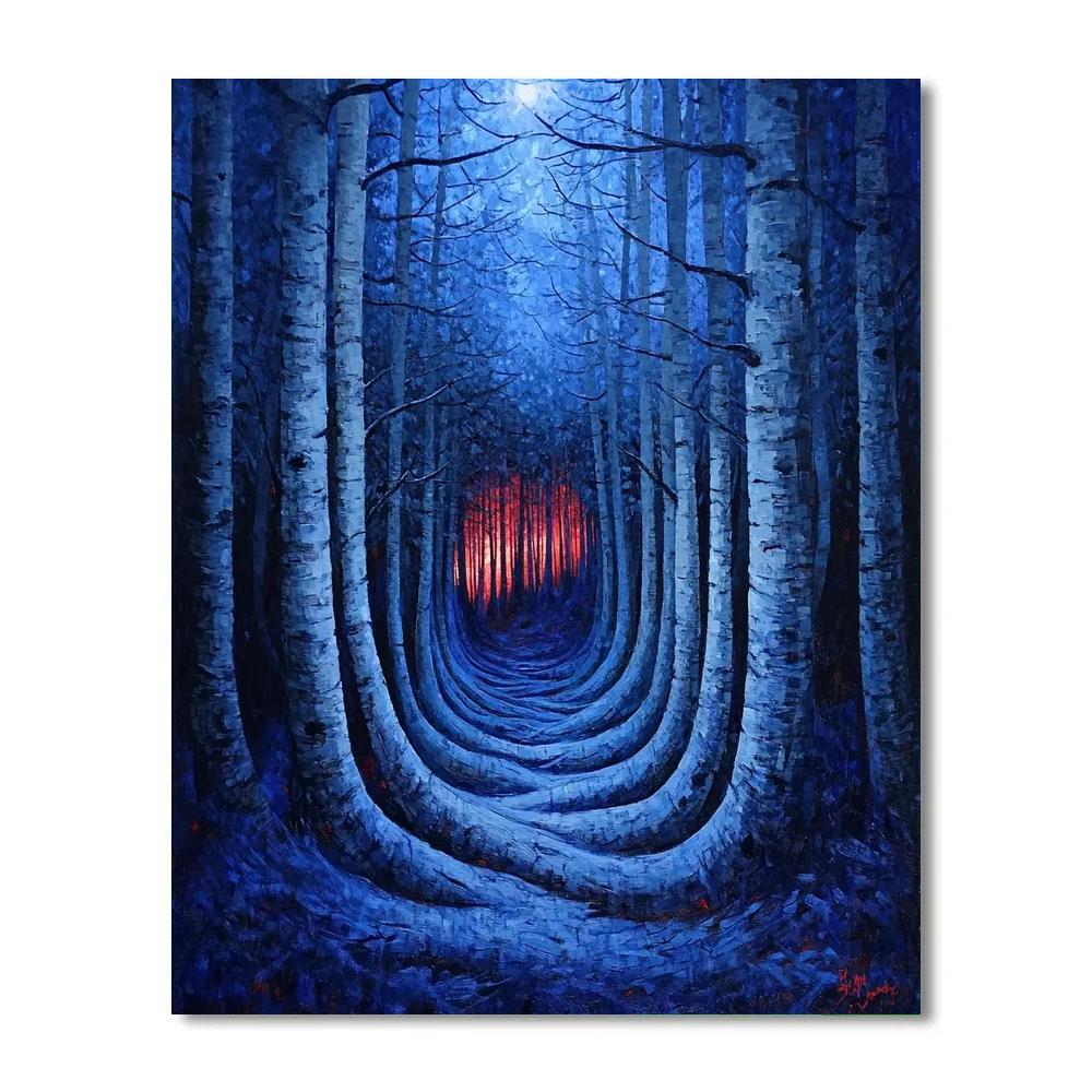 Edvard Munch Inspired Enchanted Forest Midnight Numbered painting kits