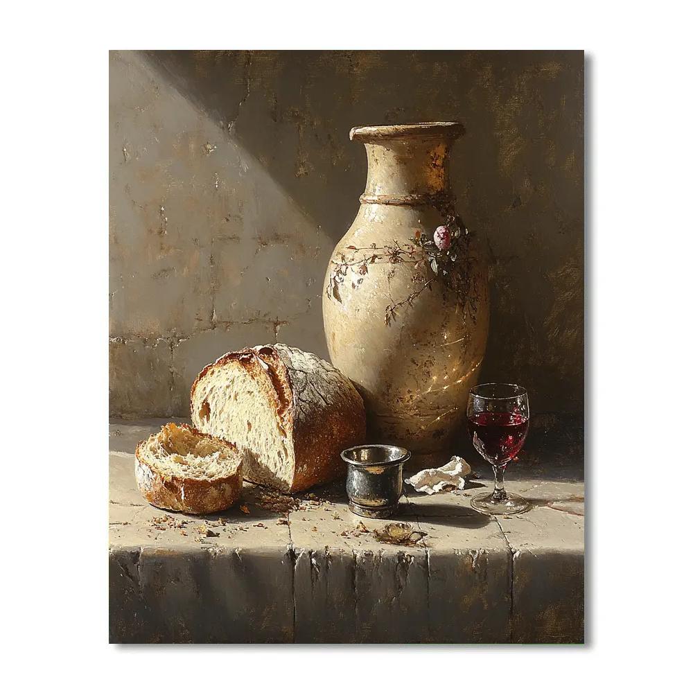 Diego Velázquez Inspired Bread And Wine Vessels painting number kit
