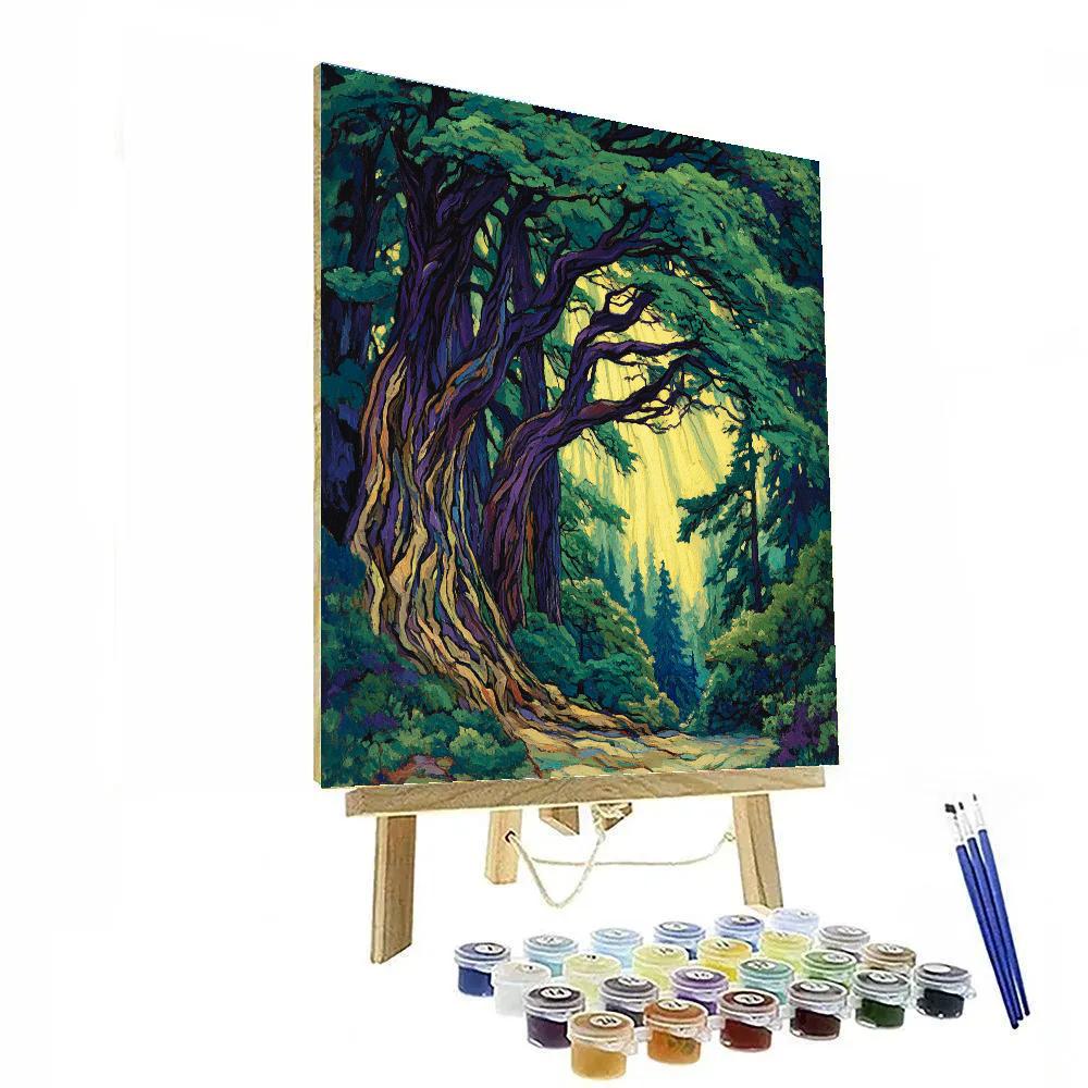Emily Carr Inspired Mystical Cedar Cathedral paint by number