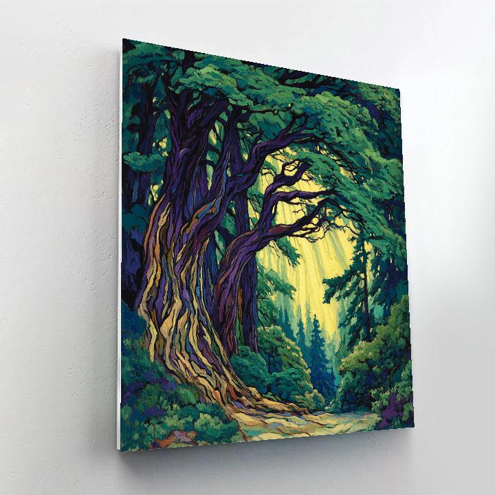 Emily Carr Inspired Mystical Cedar Cathedral paint by number