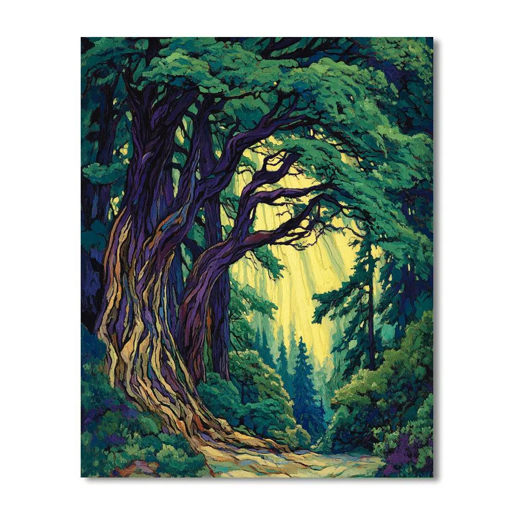 Emily Carr Inspired Mystical Cedar Cathedral paint by number