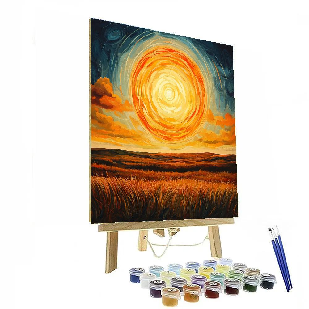 Edvard Munch Inspired Cosmic Sun Over Moor DIY paint by numbers
