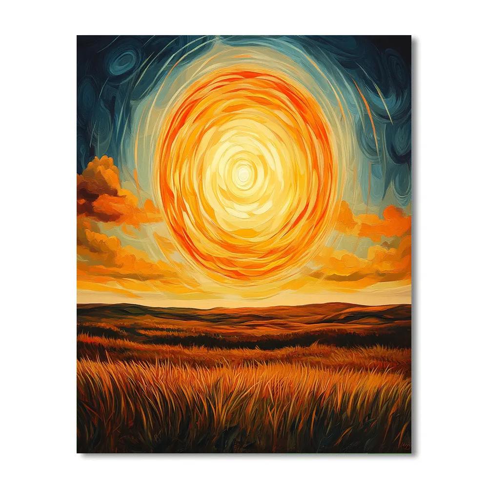 Edvard Munch Inspired Cosmic Sun Over Moor DIY paint by numbers