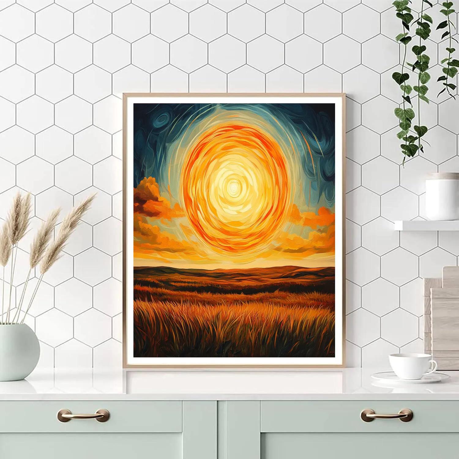 Edvard Munch Inspired Cosmic Sun Over Moor DIY paint by numbers