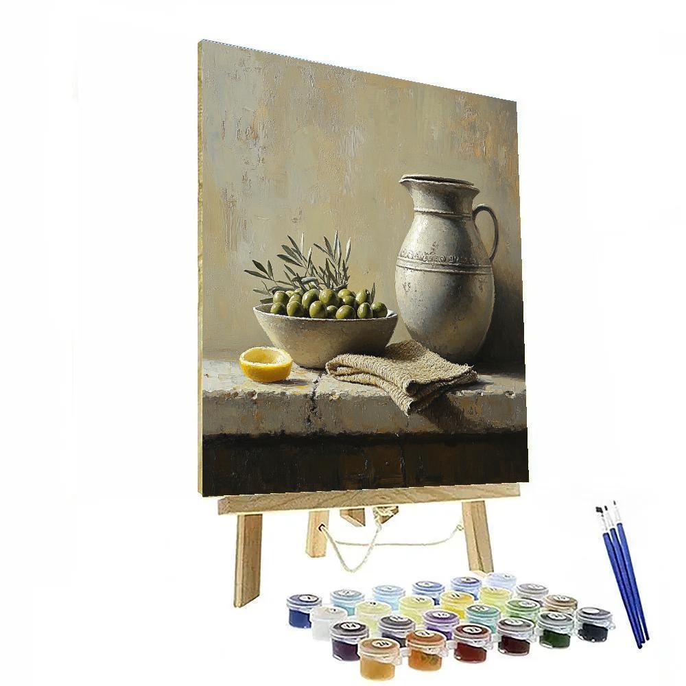 Diego Velázquez Inspired Ceramic Water Vessels And Olives Numbered painting kits