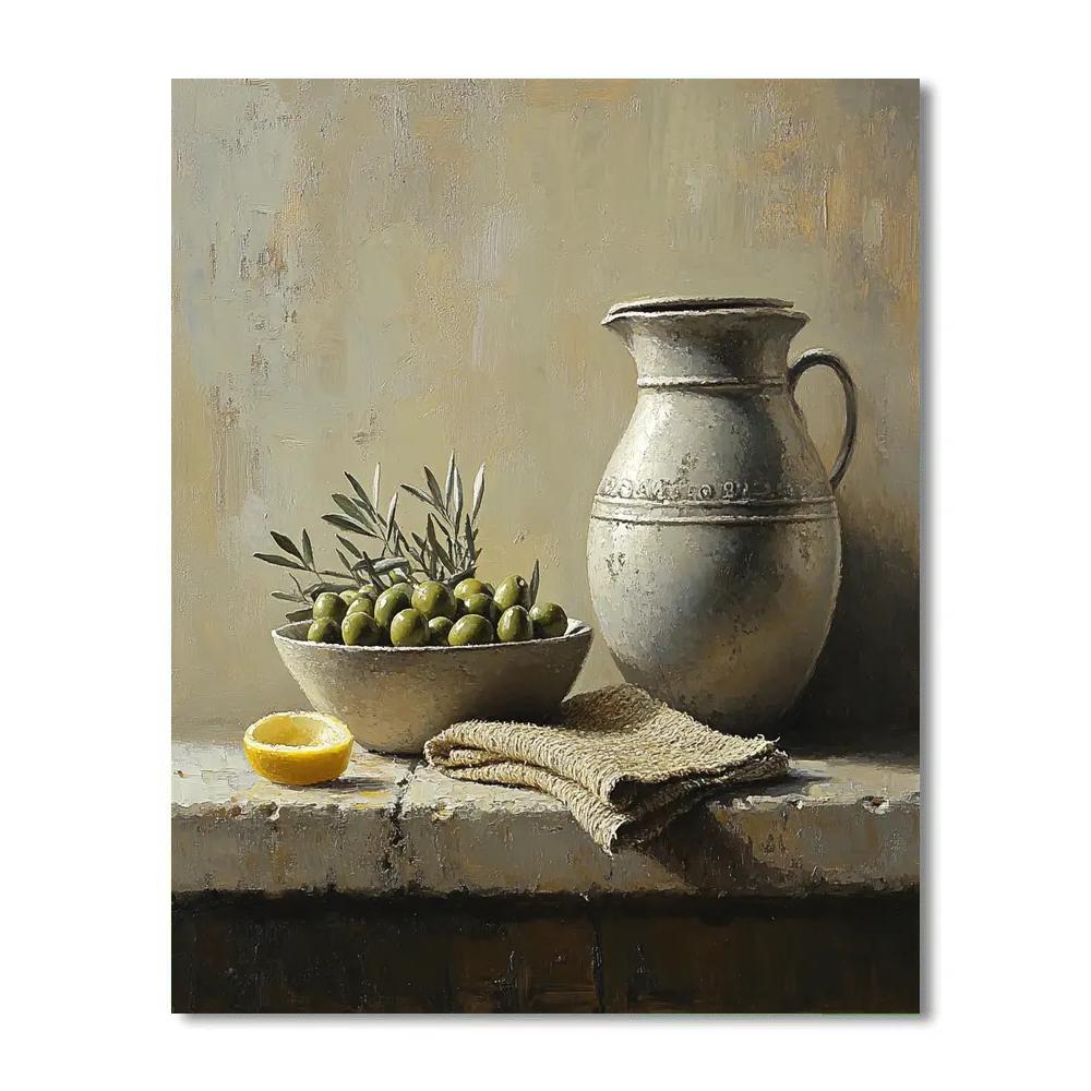 Diego Velázquez Inspired Ceramic Water Vessels And Olives Numbered painting kits