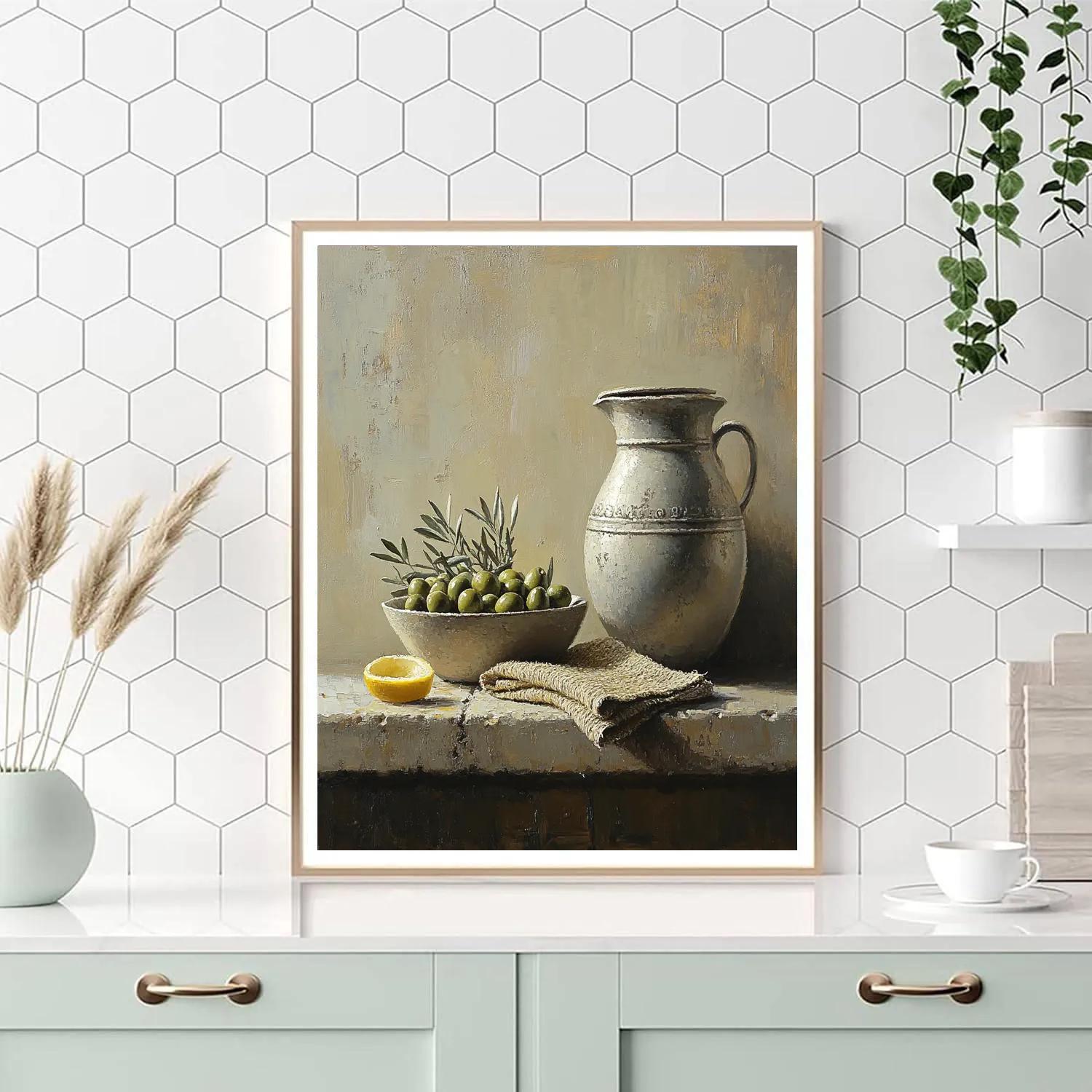 Diego Velázquez Inspired Ceramic Water Vessels And Olives Numbered painting kits