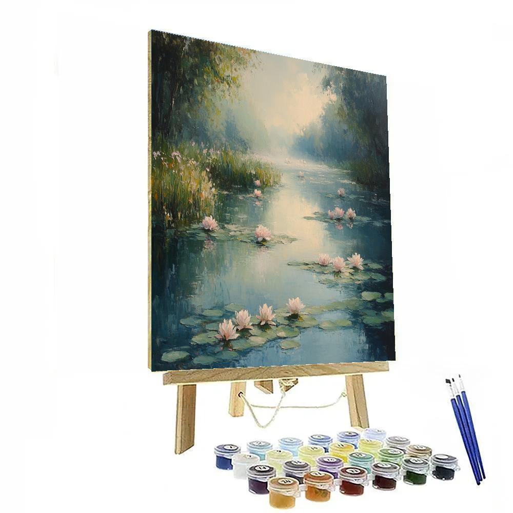 Monet Inspired Misty Garden Pond paint by number