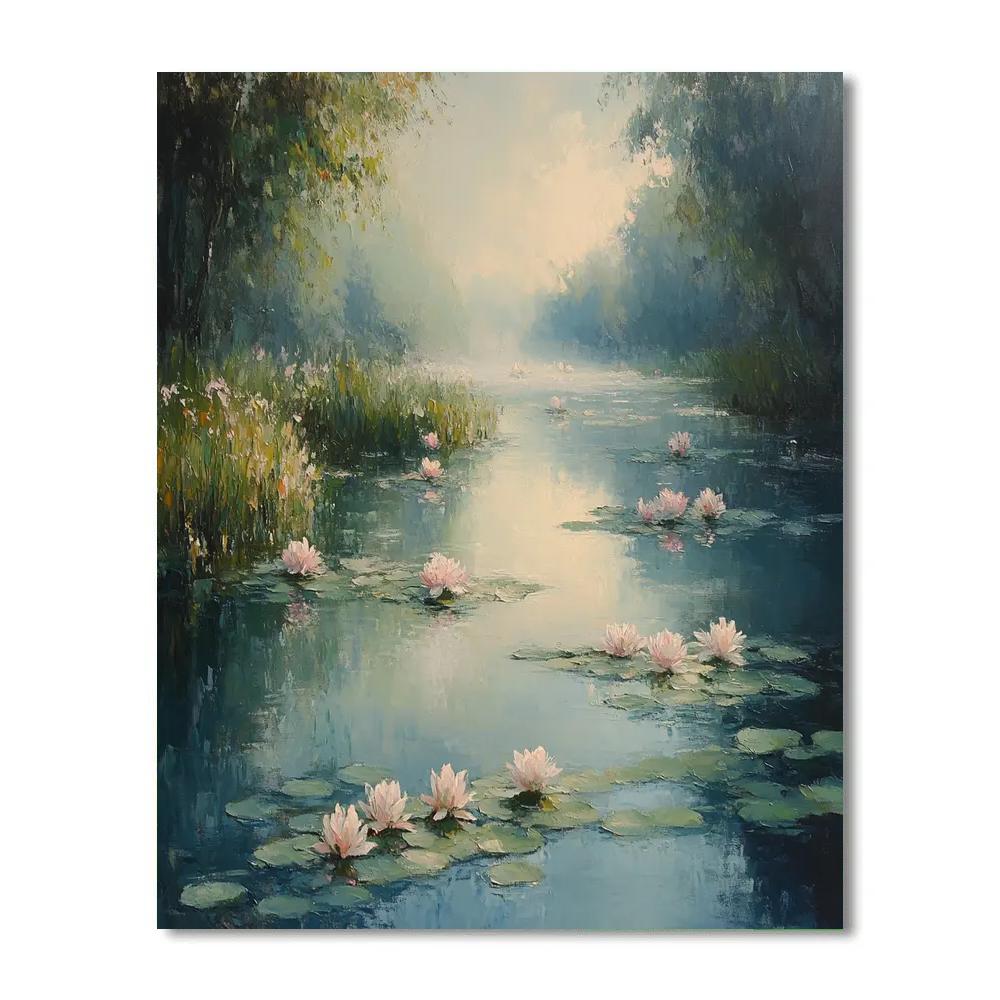 Monet Inspired Misty Garden Pond paint by number