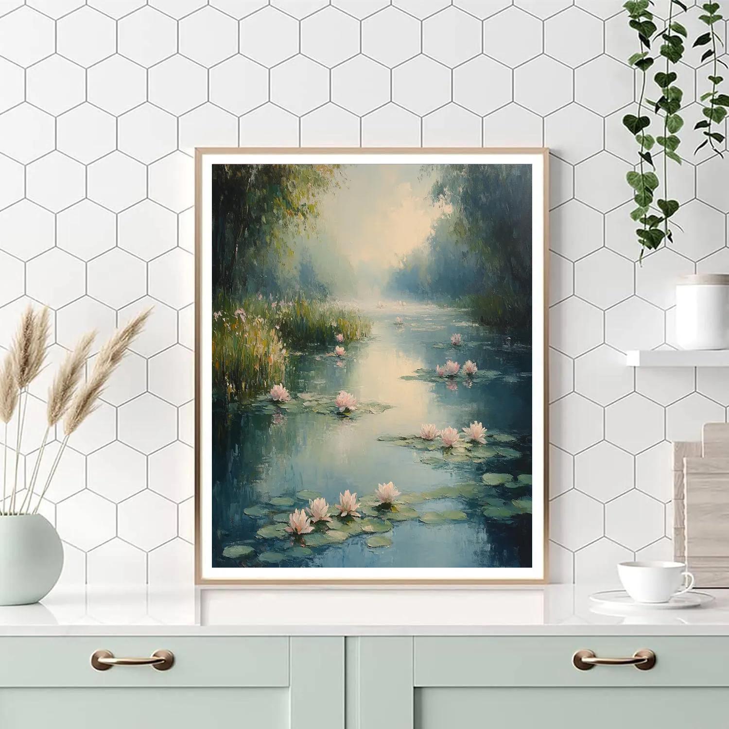 Monet Inspired Misty Garden Pond paint by number