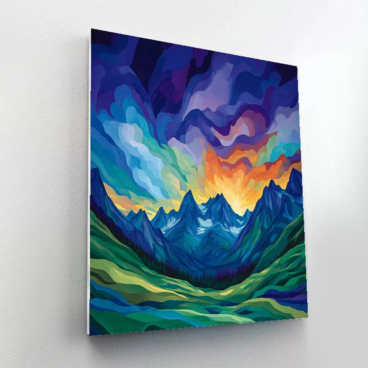 Frederick Varley Inspired Luminescent Dusk Over Alpine Ridge Paint by numbers art