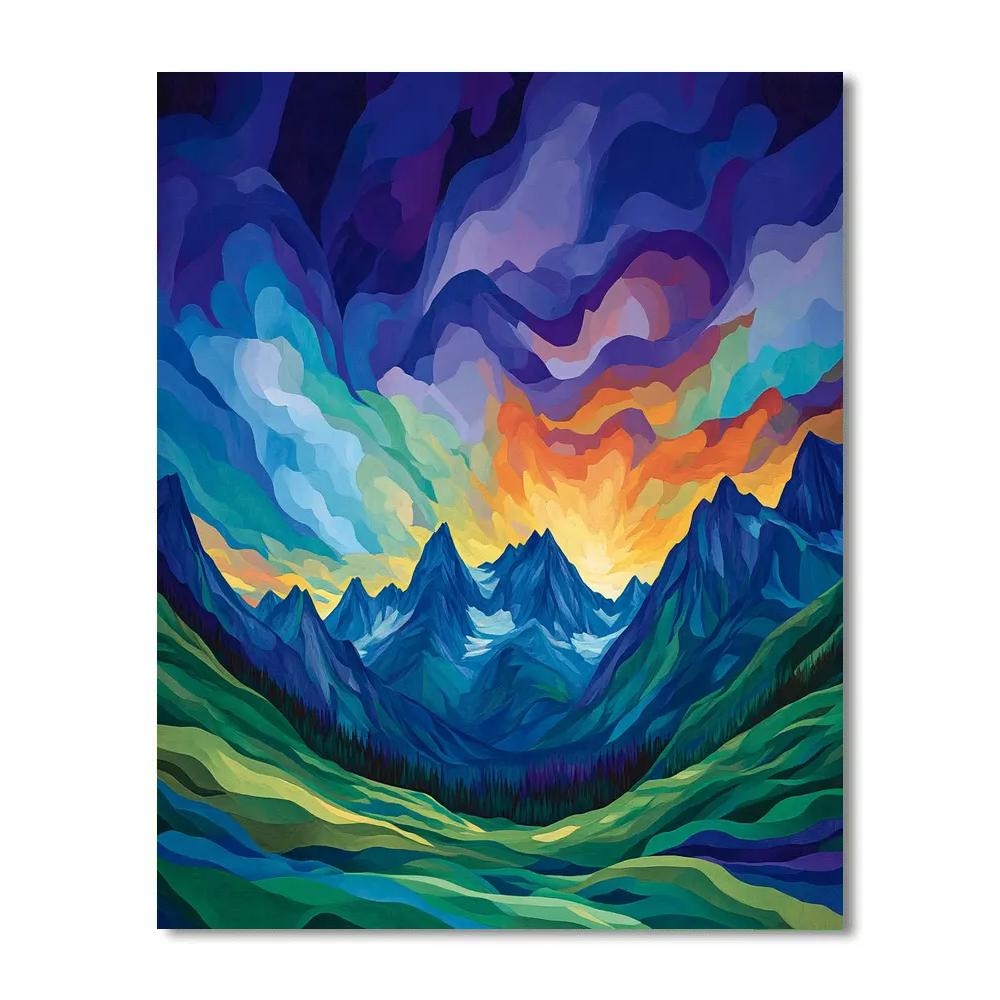 Frederick Varley Inspired Luminescent Dusk Over Alpine Ridge Paint by numbers art