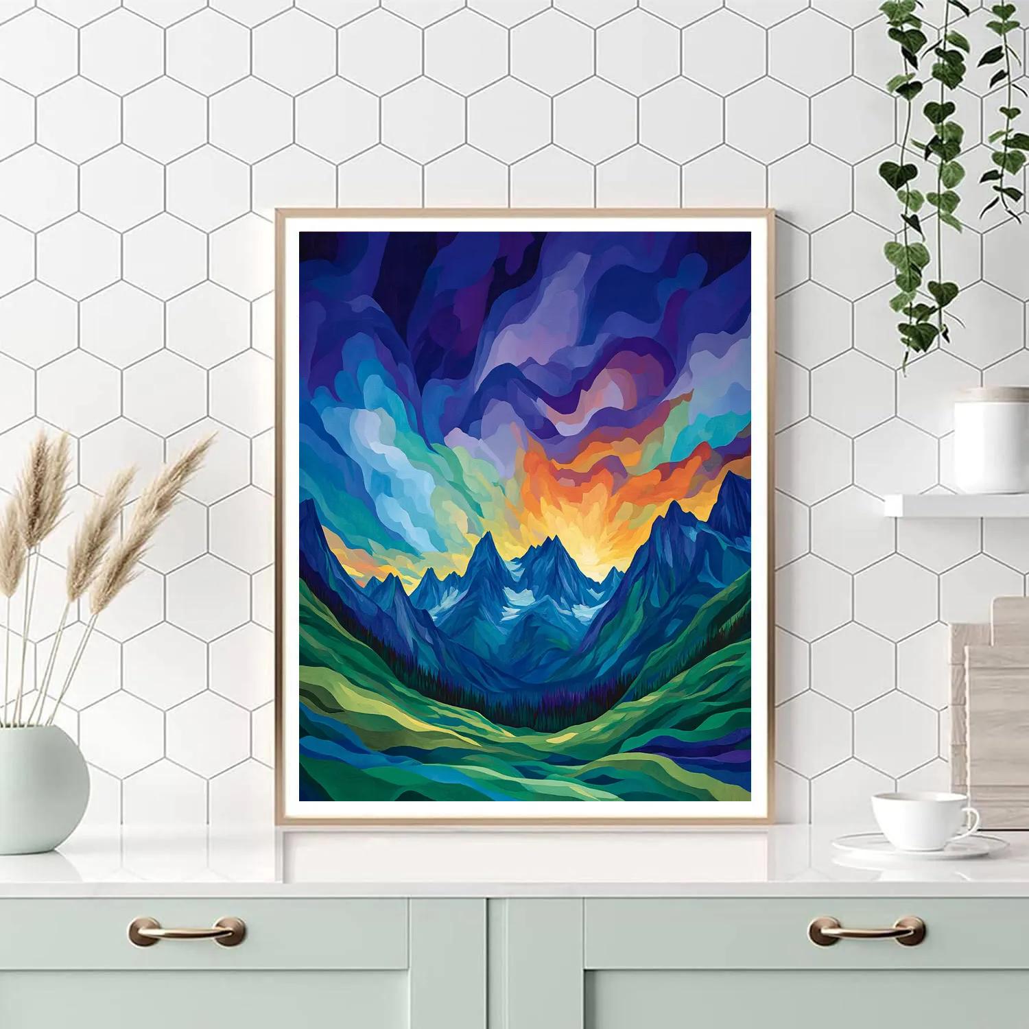 Frederick Varley Inspired Luminescent Dusk Over Alpine Ridge Paint by numbers art