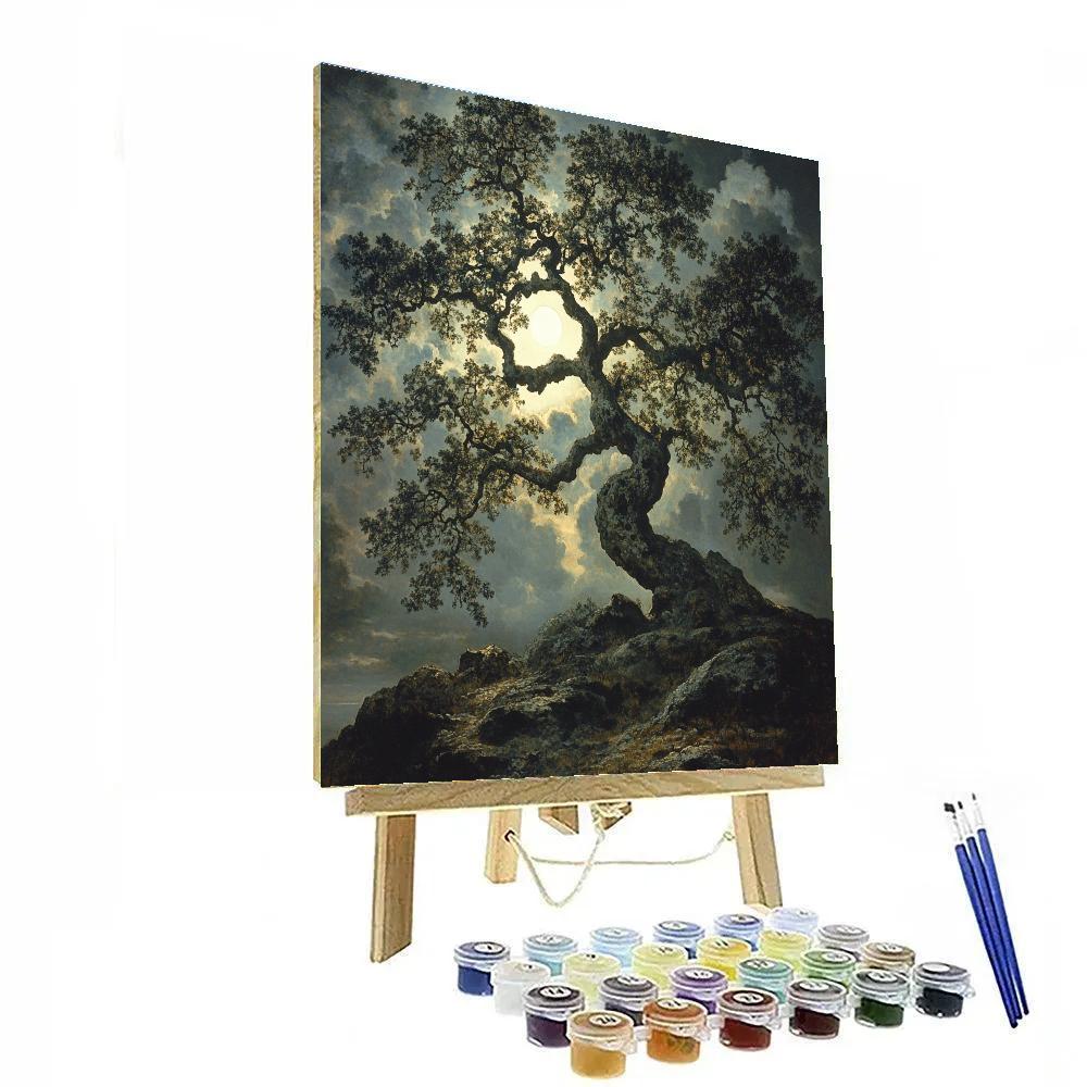 Francisco Goya Inspired Moonlit Oak Silhouetted On Craggy Rise Painting by numbers kit