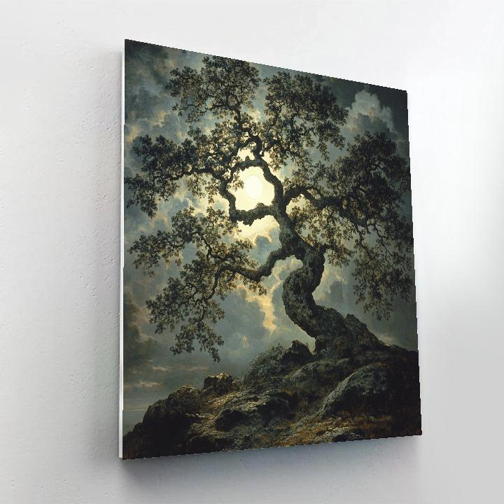 Francisco Goya Inspired Moonlit Oak Silhouetted On Craggy Rise Painting by numbers kit