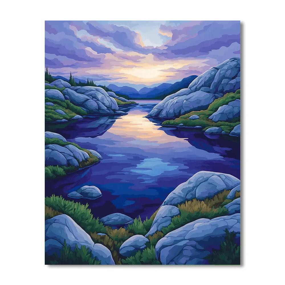 Franklin Carmichael Inspired Twilight Over Glacial Lakes Paint by numbers art
