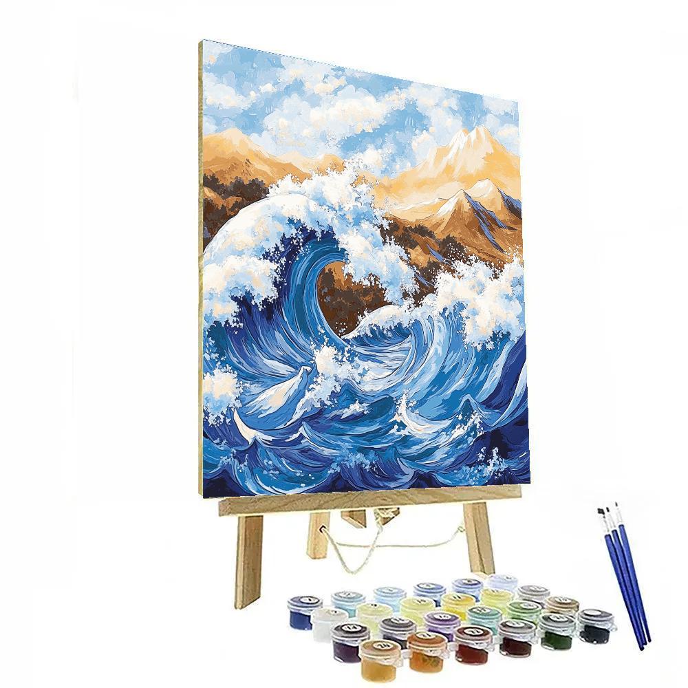 Hokusai Inspired Mountain Wave Festival paint by numbers
