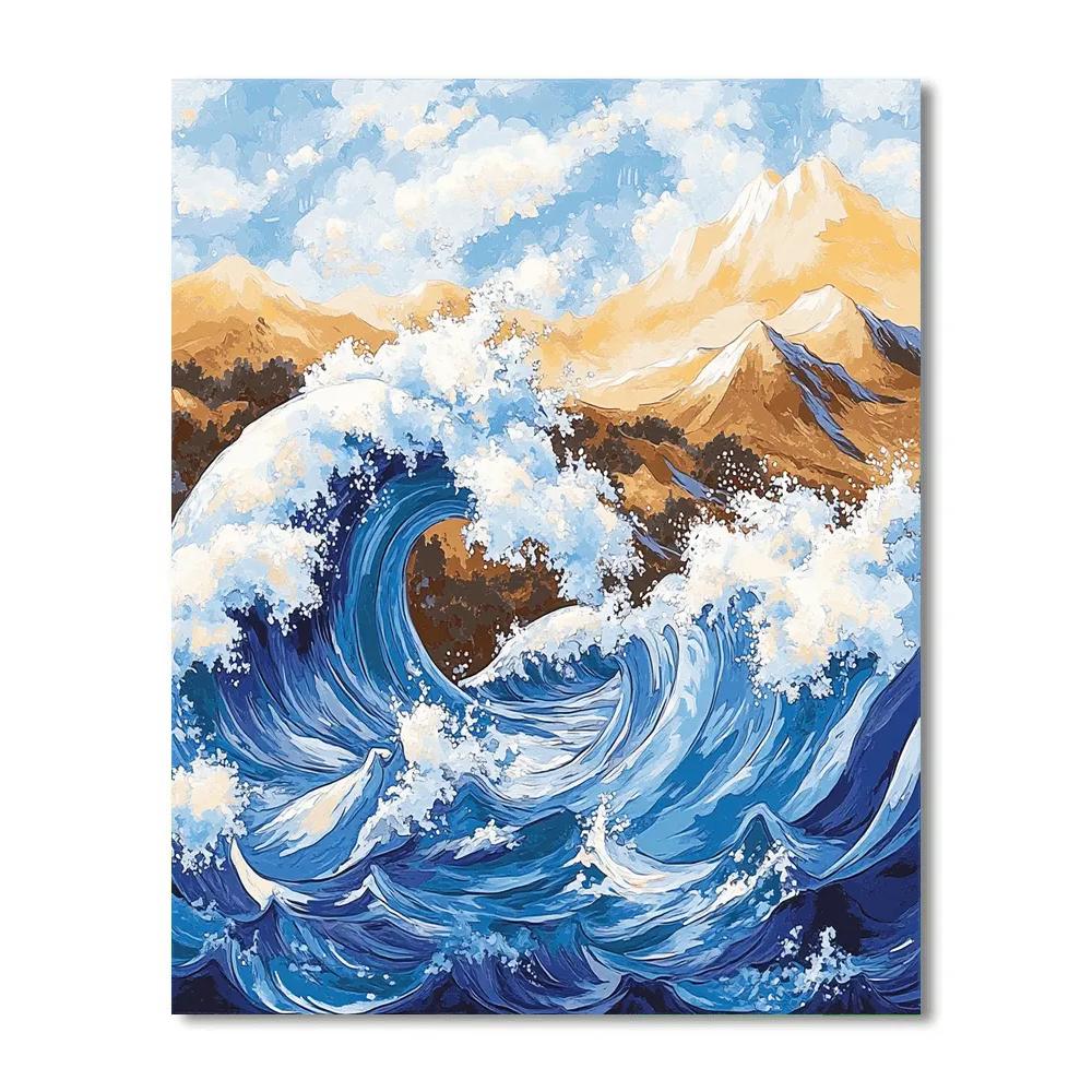 Hokusai Inspired Mountain Wave Festival paint by numbers