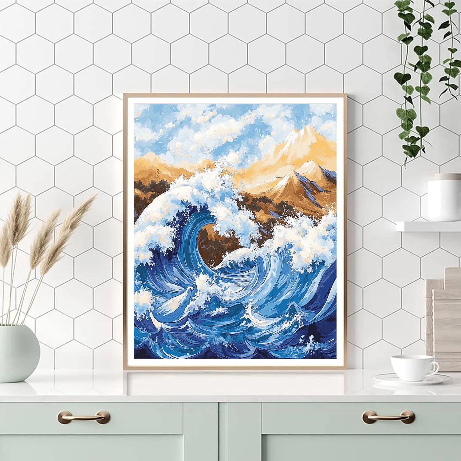 Hokusai Inspired Mountain Wave Festival paint by numbers